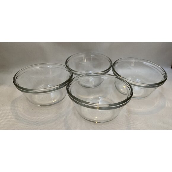 ANCHOR HOCKING 4 Custard Ramekin Dessert Cups Dish 8 oz Clear Glass USA Set - Picture 3 of 8